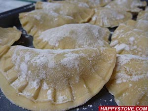 Porcini and Ground Beef Filled Dumplings in Mushroom Sauce - By happystove.com